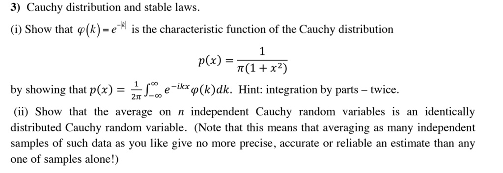 3 cauchy distribution and stable laws show that qk e il is the ...
