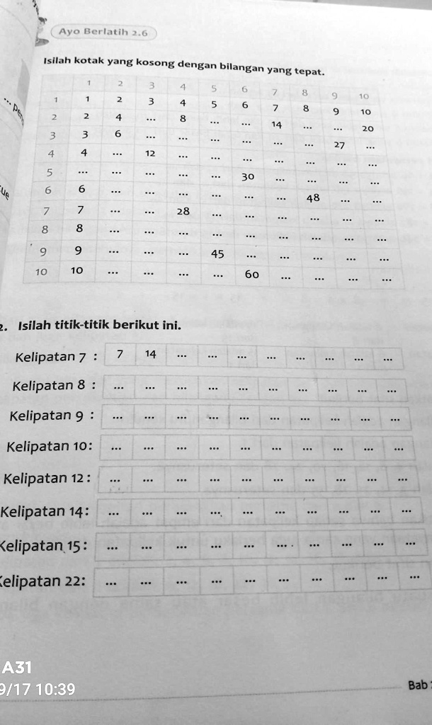 SOLVED: Matematika Tentang "Kelipatan Bilangan" Ayo Berlatil Isilah ...