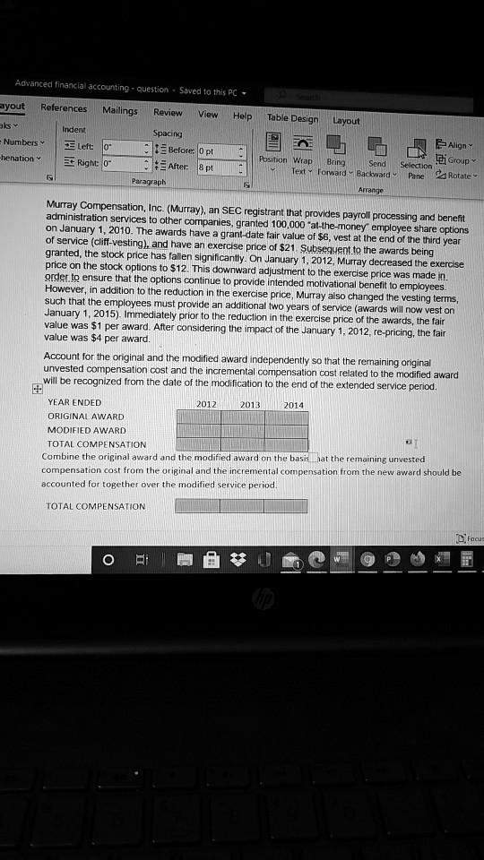 SOLVED Acivancec financial accounting question Saved to this PC