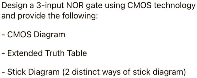 SOLVED: can also color code the stick diagram Design a 3-input NOR gate ...