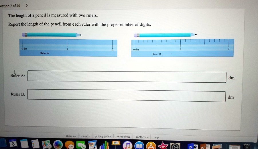 The length of a pencil is measured with two rulers. Report the length of the pencil from each