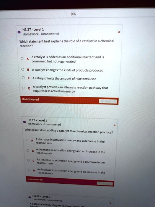 SOLVED H3.27 Level 1 Homework ' Unanswered Which statement best