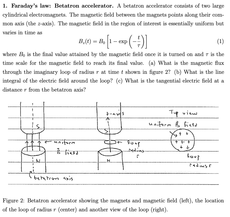 SOLVED: Faraday's Law: Betatron Accelerator A betatron accelerator ...
