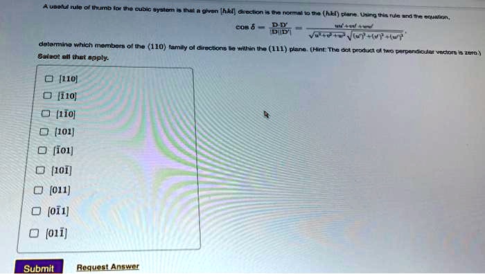 SOLVED: A useful rule of thumb for the cubic system is that a given hkl ...