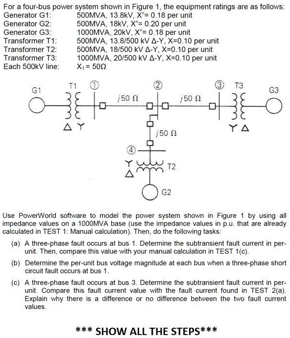 SOLVED: For a four-bus power system shown in Figure 1,the equipment ...