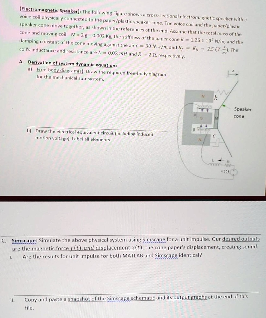 SOLVED: (Electromagnetic Speaker): The following Figure shows a cross ...