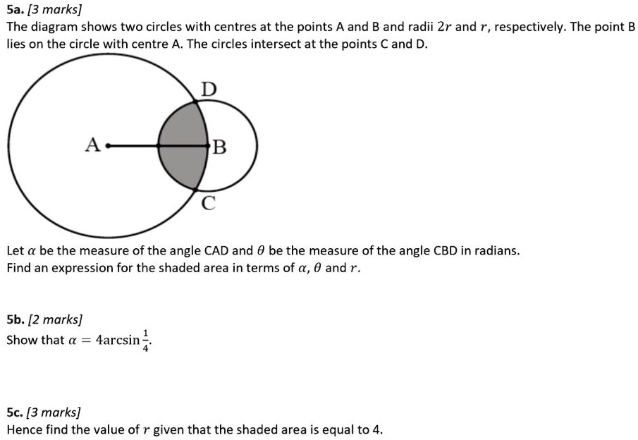 Sa 3 Marks The Diagram Shows Two Circles With Centres At The Points A ...