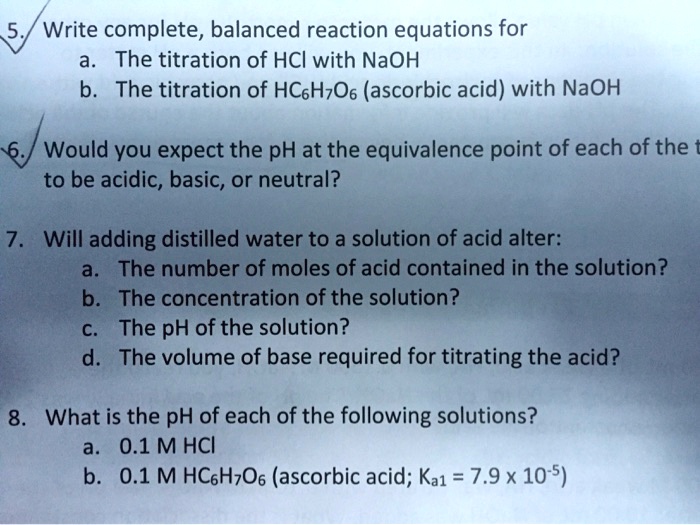 SOLVED 5. Write complete, balanced reaction equations for the