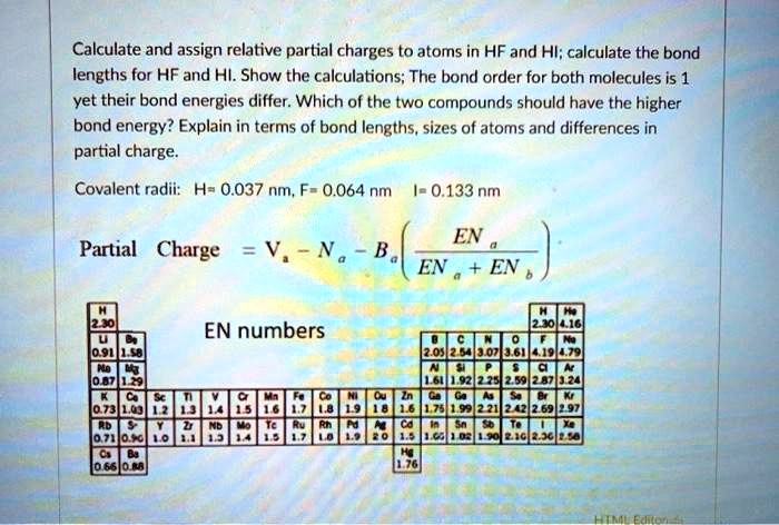 SOLVED: Calculate and assign relative partial charges to atoms in HF ...