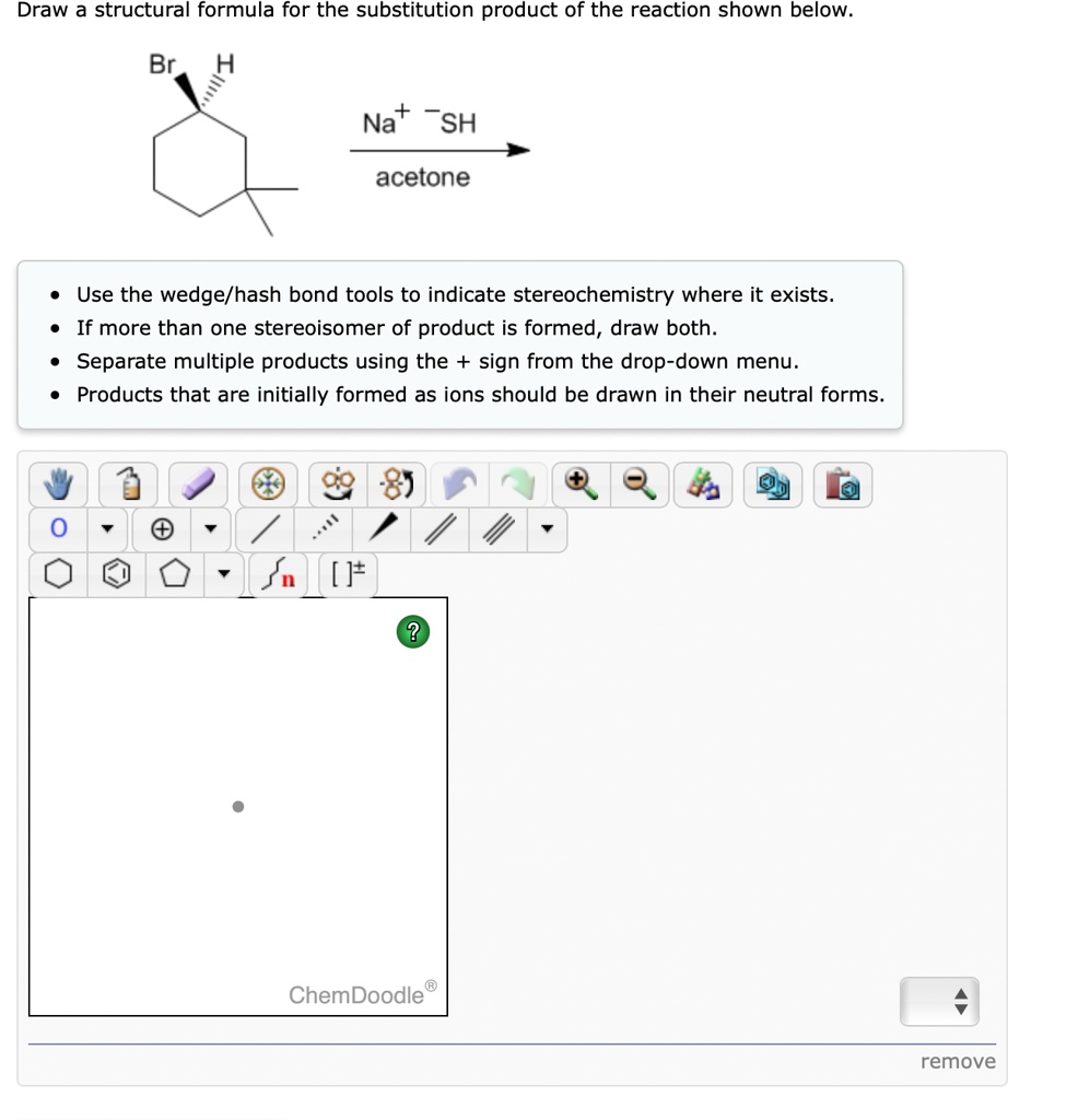 SOLVED: Please Draw a structural formula for the substitution product ...