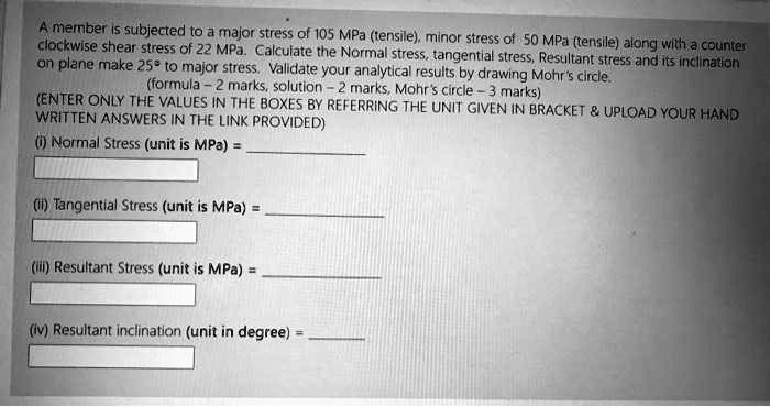 SOLVED: A member is subjected to a major stress of 105 MPa (tensile), a ...