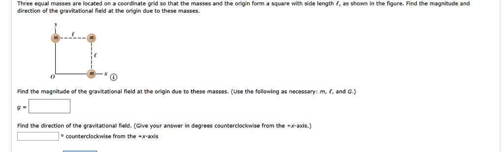 three equa masses are located on coordinate grid 5o that the masses and ...