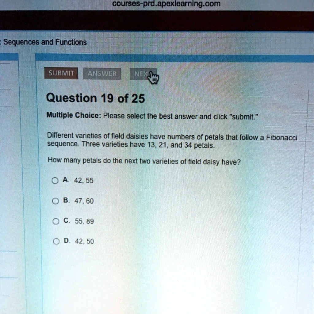 Help courses-prd.apexlearning.com Sequences and Functions SUBMIT ANSWER ...