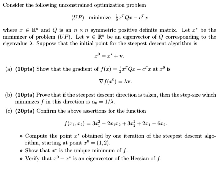 Solving unconstrained optimization problems using steepest descent algorithm  : r/optimization