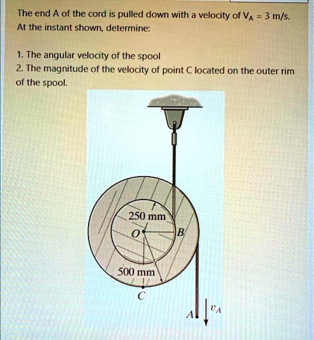 SOLVED The end A of the cord is pulled down with a velocity of VA = 3