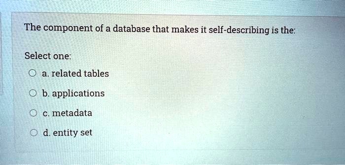 solved-the-component-of-a-database-that-makes-it-self-describing-is