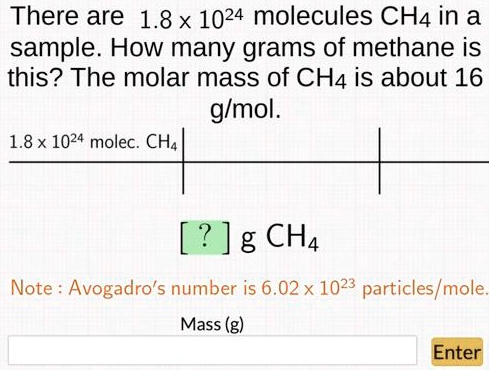 SOLVED: There are 1.8 x 10^24 molecules of CH4 in a sample. How many ...