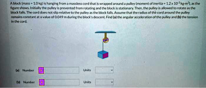 Solved A Block Mass 10 Kg Is Hanging From A Massless Cord That Is