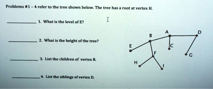 Problems #1 - 4 refer to the tree shown below. The tree has a root at ...