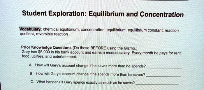 SOLVED: Student Exploration: Equilibrium And Concentration Vocabulary ...