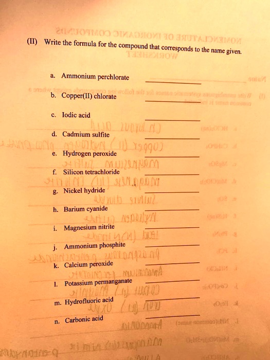 SOLVED: (II) tethe formula forthorian40 JxTA DOAaMON Write the formula