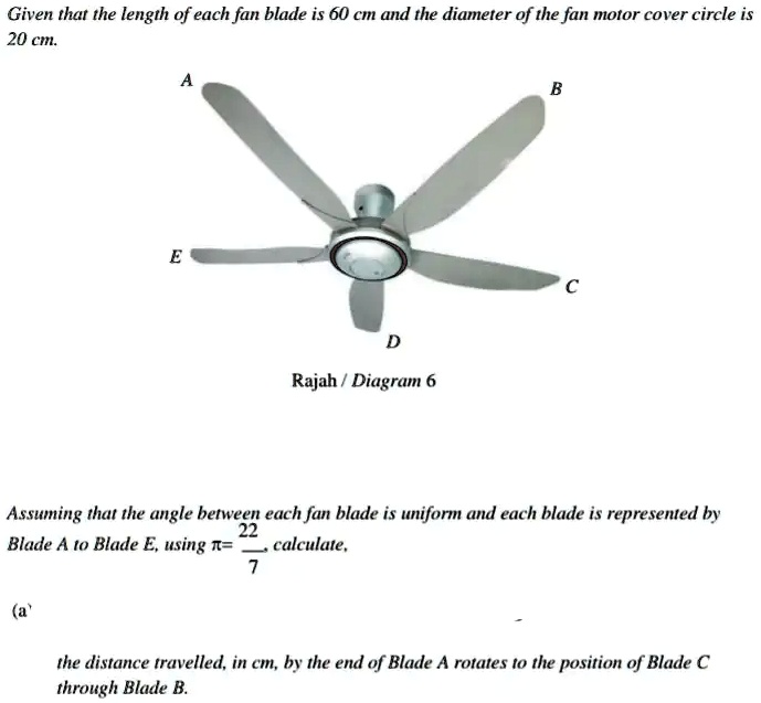 SOLVED: Given thar the length of each fan blade is 60 cm and the