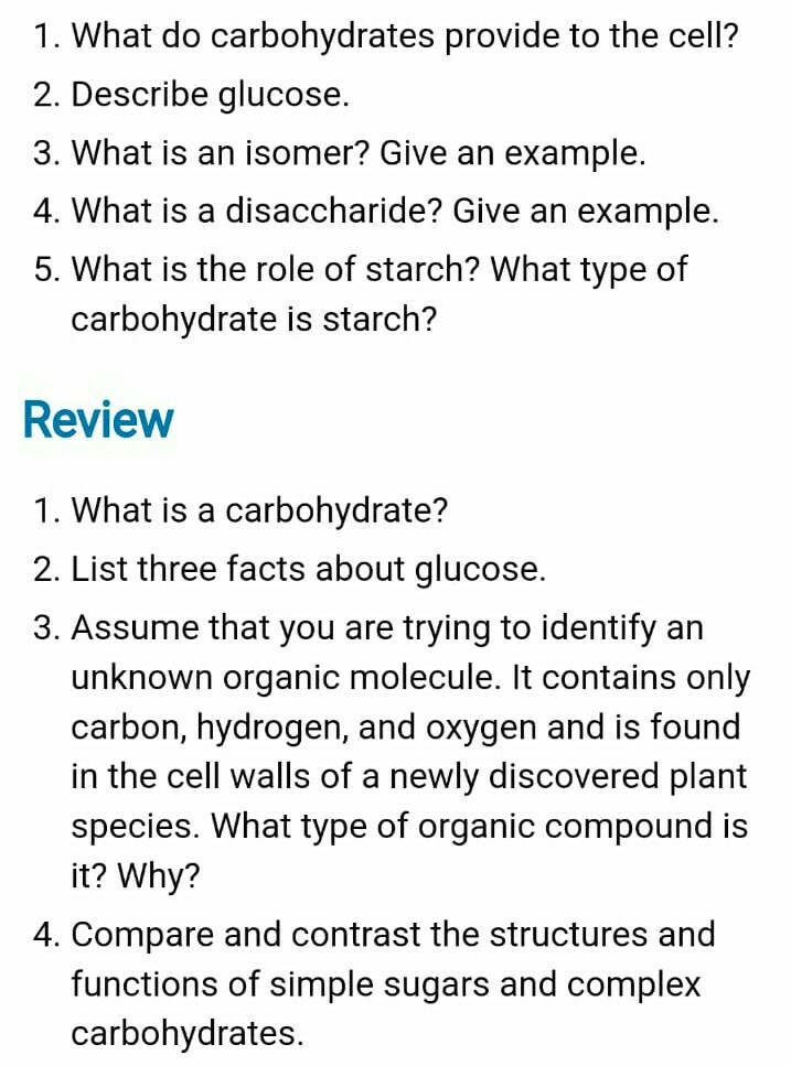 complex carbohydrates function