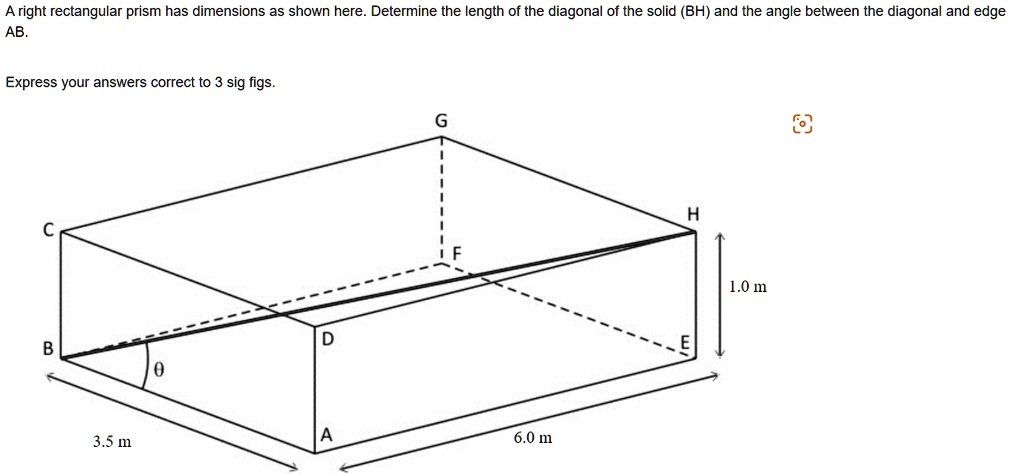 A right rectangular prism has dimensions as shown here. Determine the ...