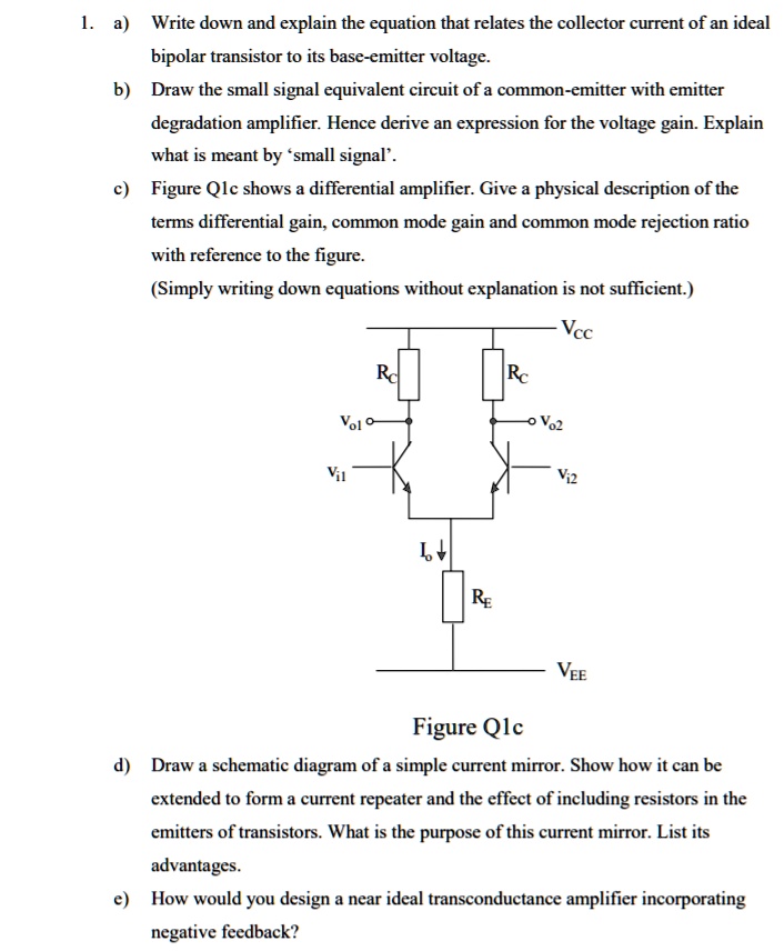 SOLVED a) Write down and explain the equation that relates the