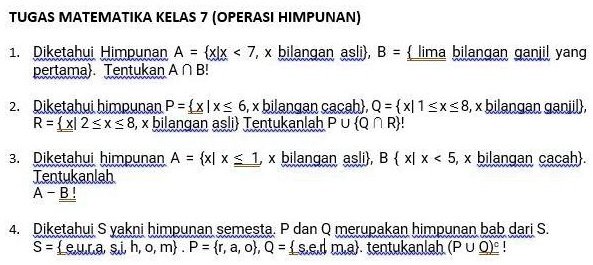 SOLVED: BANTUIN JAWAB DONG KAK PLISSS TUGAS MATEMATIKA KELAS (OPERASI ...