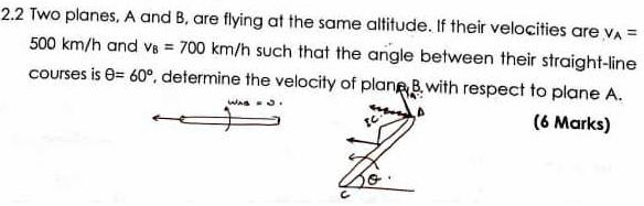 2.2 Two planes, A and B, are flying at the same altitude. If their ...