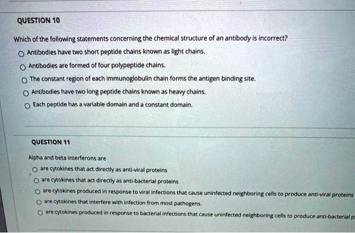 Which Of The Following Statements Concerning Protein Structure Is Incorrect SOLVED: Question 10 Which of the following statements concerning the