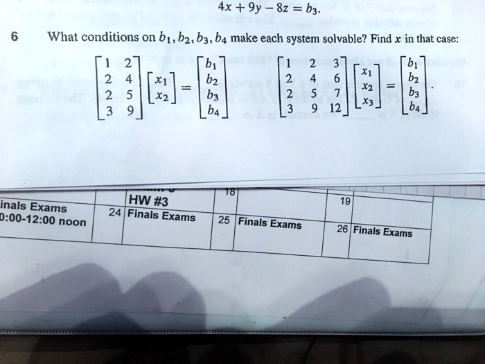 SOLVED: 4x + 9y - 8z = B3 What Conditions On B1, B2, B3, B4 Make Each ...