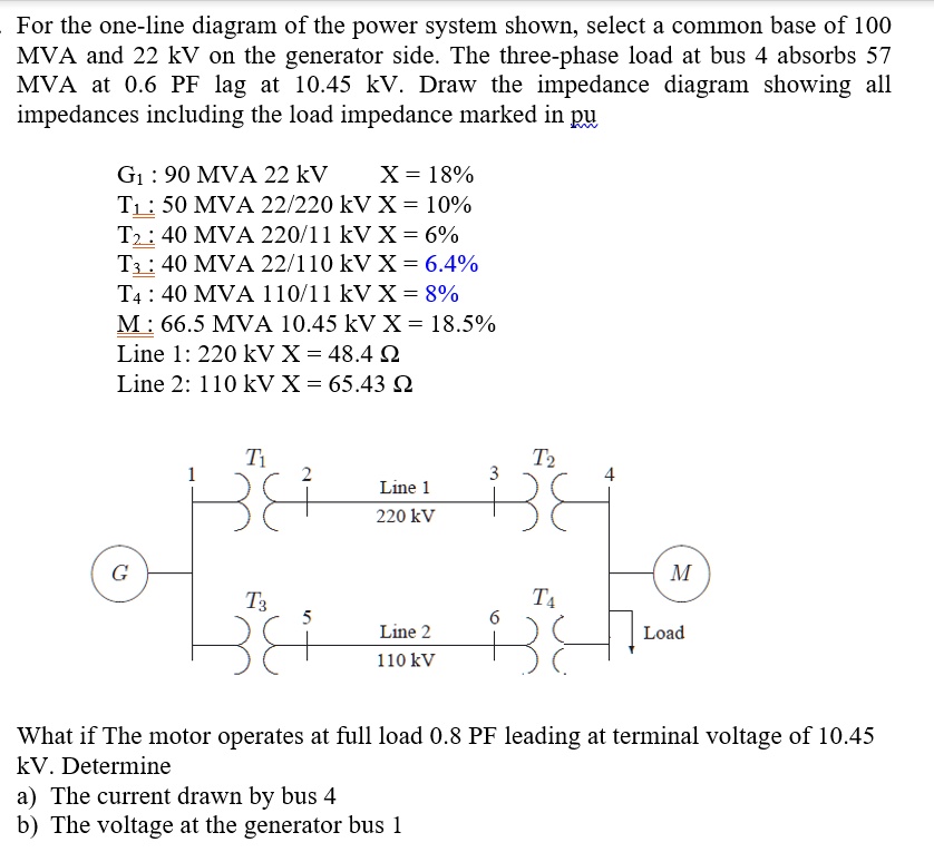 SOLVED: For the one-line diagram of the power system shown, select a ...