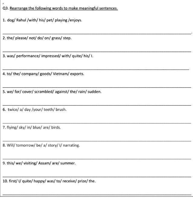 Rearrange The Jumbled Words To Make Meaningful Sentences, 48 OFF
