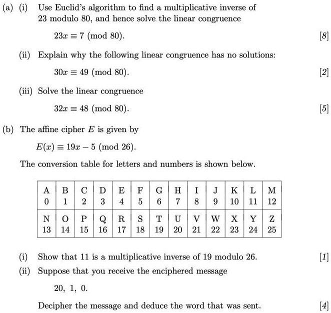 Solved A I Use Euclid S Algorithm To Find Multiplicative Inverse