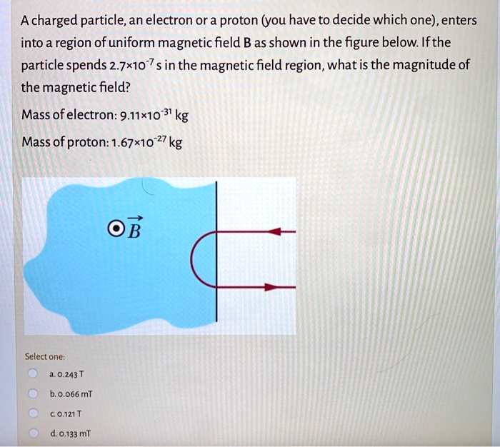 SOLVED: Acharged Particle,an Electron Or A Proton (you Have To Decide ...