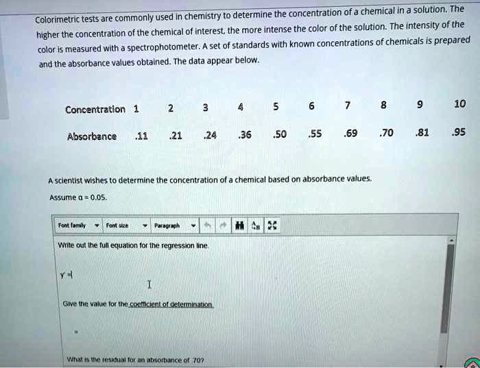 SOLVED Colorimetric tests are commonly used in chemistry to determine