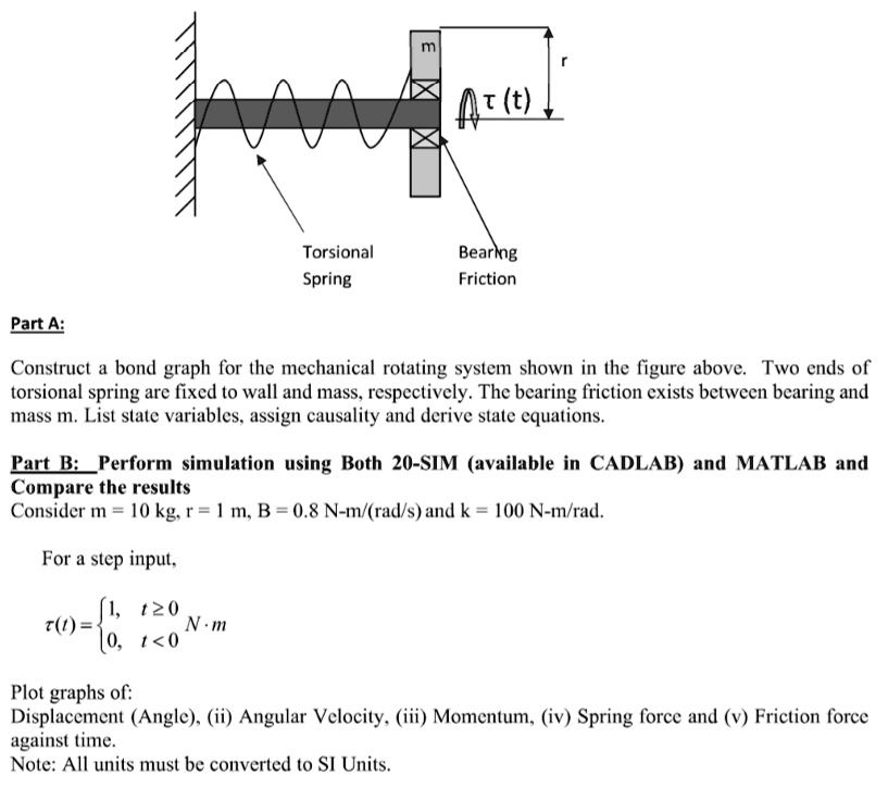 How would I code this? t (t) Torsional Spring Bearing Friction Part A ...