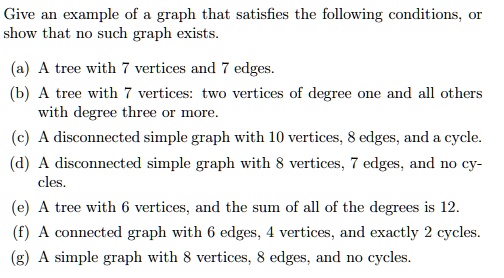 SOLVED: Give example of graph that satisfies the following conditions ...