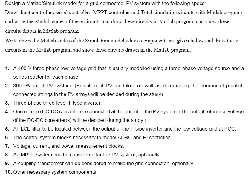 SOLVED Design a Matlab/Simulink model for a gridconnected PV system