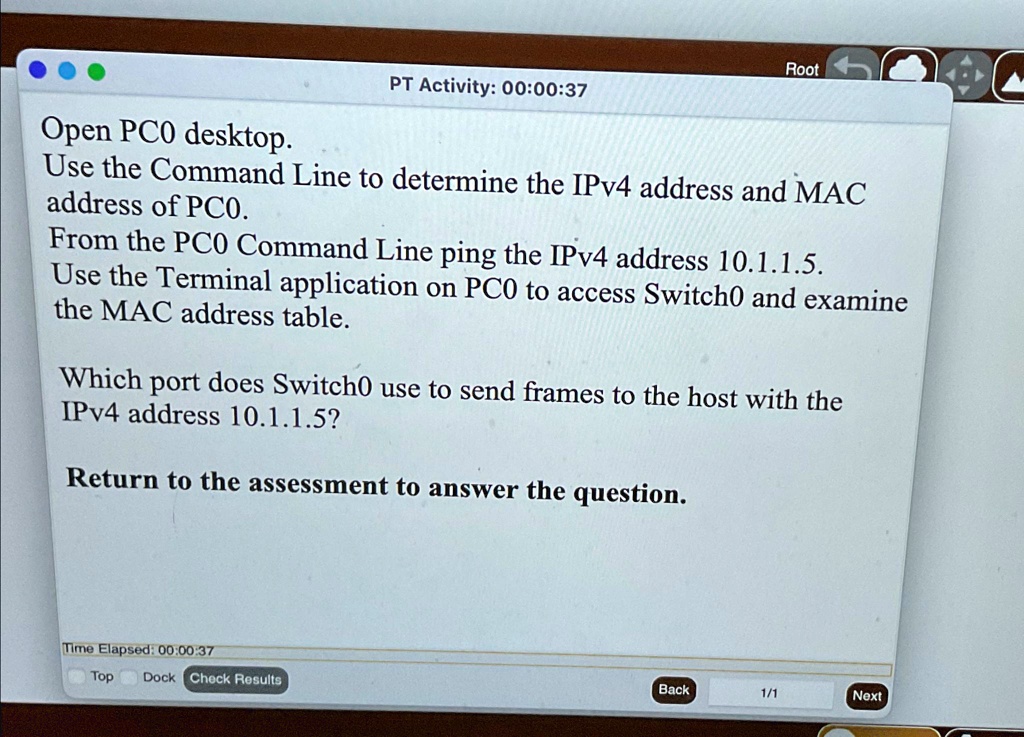 pt activity 000037 open pc0 desktop use the command line to determine ...