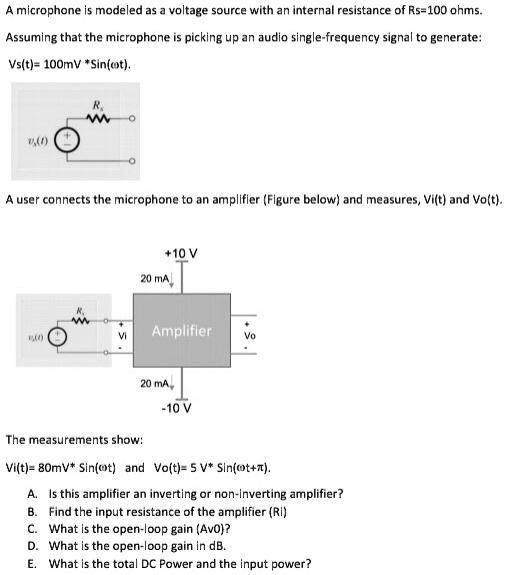 SOLVED: A microphone is modeled as a voltage source with an internal ...