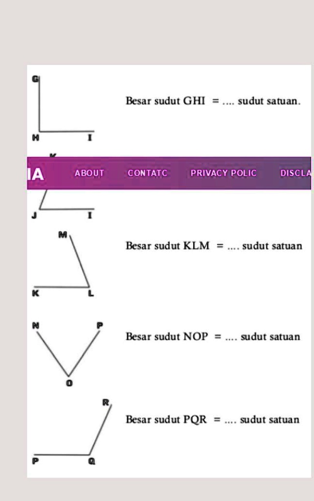 SOLVED: tolong mtkkk gw malas Besar sudut GHI sudut satuan A ABOUT ...