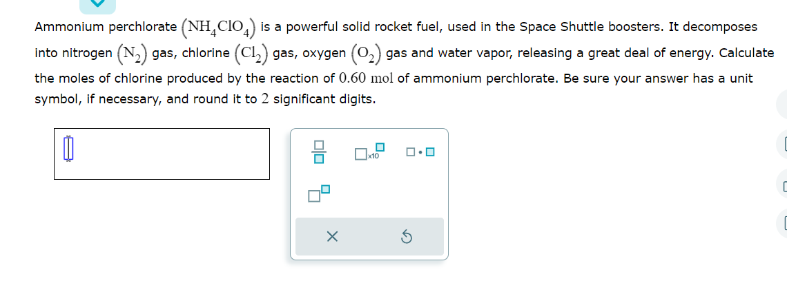 Solved Ammonium Perchlorate Nh4clo4 Is A Powerful Solid Rocket Fuel