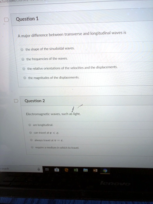 A major difference between transverse and longitudinal waves is the ...
