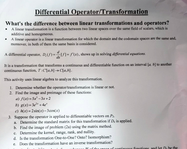 SOLVED Differential Operator Transformation What's the difference