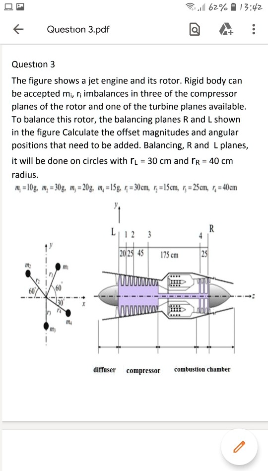 Question 3 The figure shows a jet engine and its rotor. Rigid body can ...
