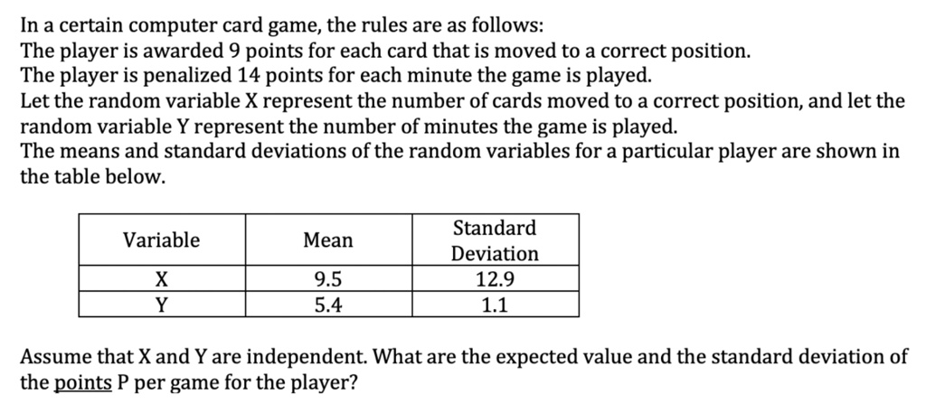 In A Certain Computer Card Game in a certain computer card game the rules are as follows the player is ...