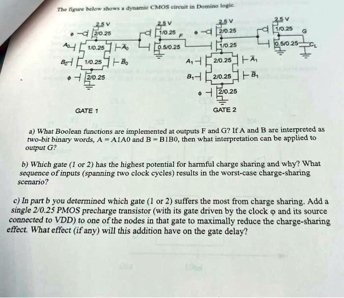The figure below shows a dynamic CMOS circuit in Domino logic. 2.5 V 2/ ...